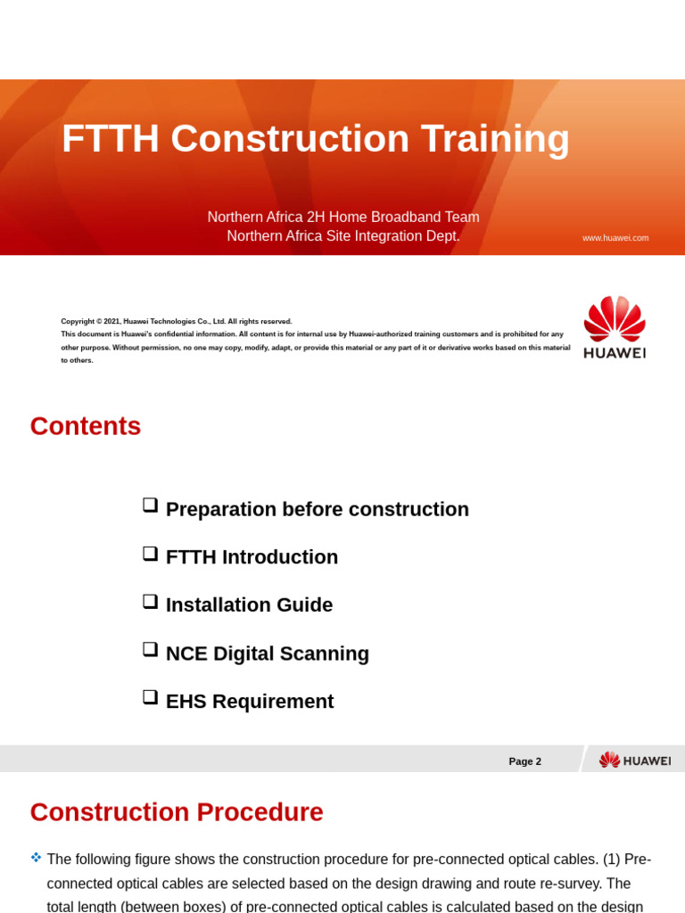 FTTH Construction Training Proposal 2023.8.25 | PDF | Fiber To The X ...