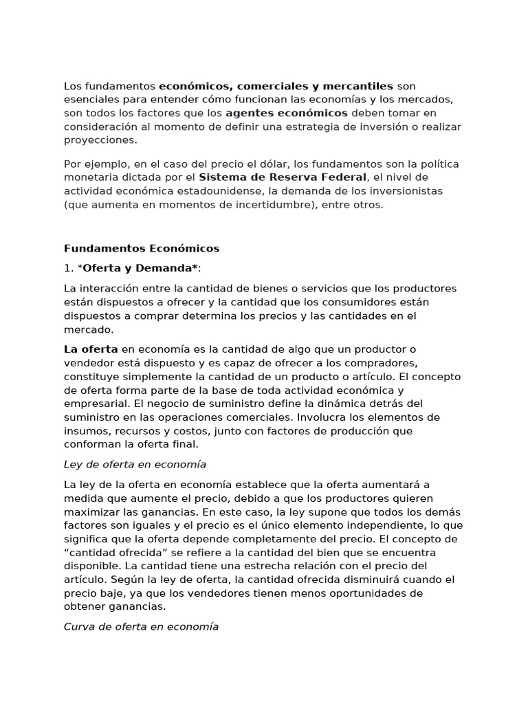 Fundamentos de Economía y Comercio | PDF | Oferta (economía) | Oferta y ...