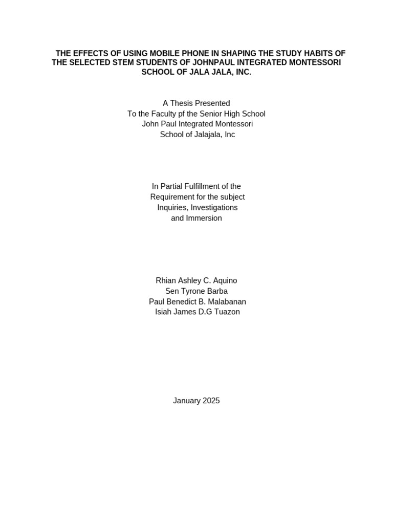 Mobile Phones' Impact on STEM Study Habits | PDF | Motivation ...
