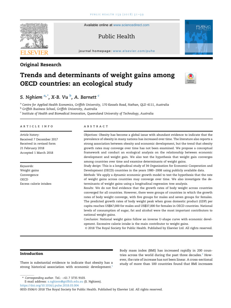 Trends and Deteerminants of Weight Gains Among OECD Countries | PDF ...