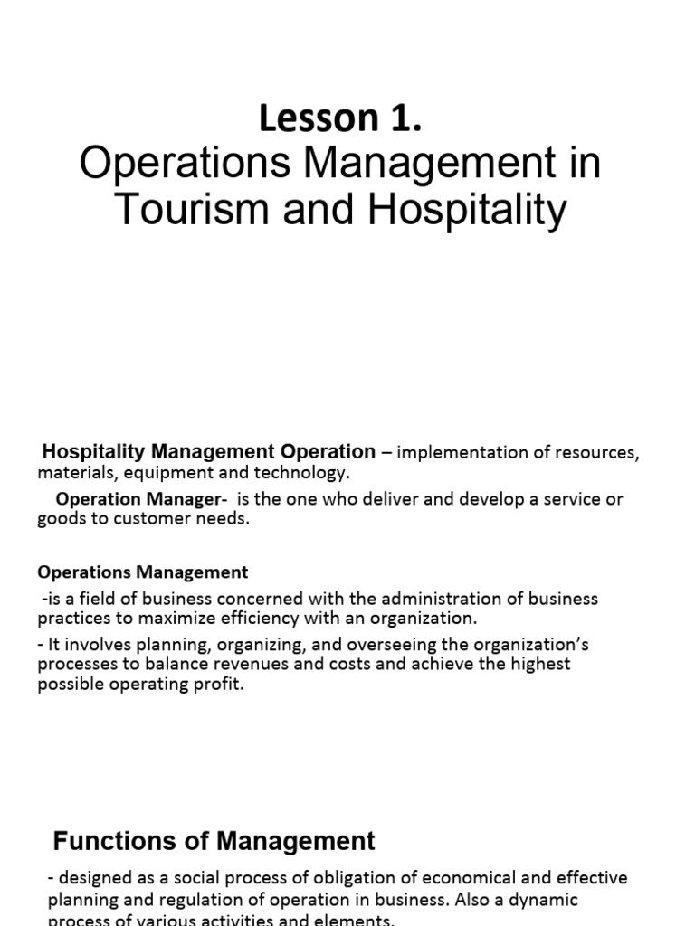 Operations Management in Hospitality | PDF | Performance Appraisal ...