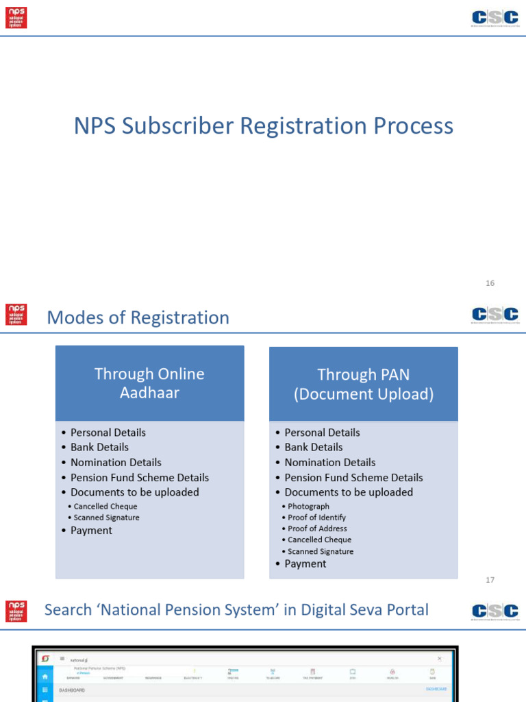 NPS Subscriber Registration Guide | PDF | Receipt
