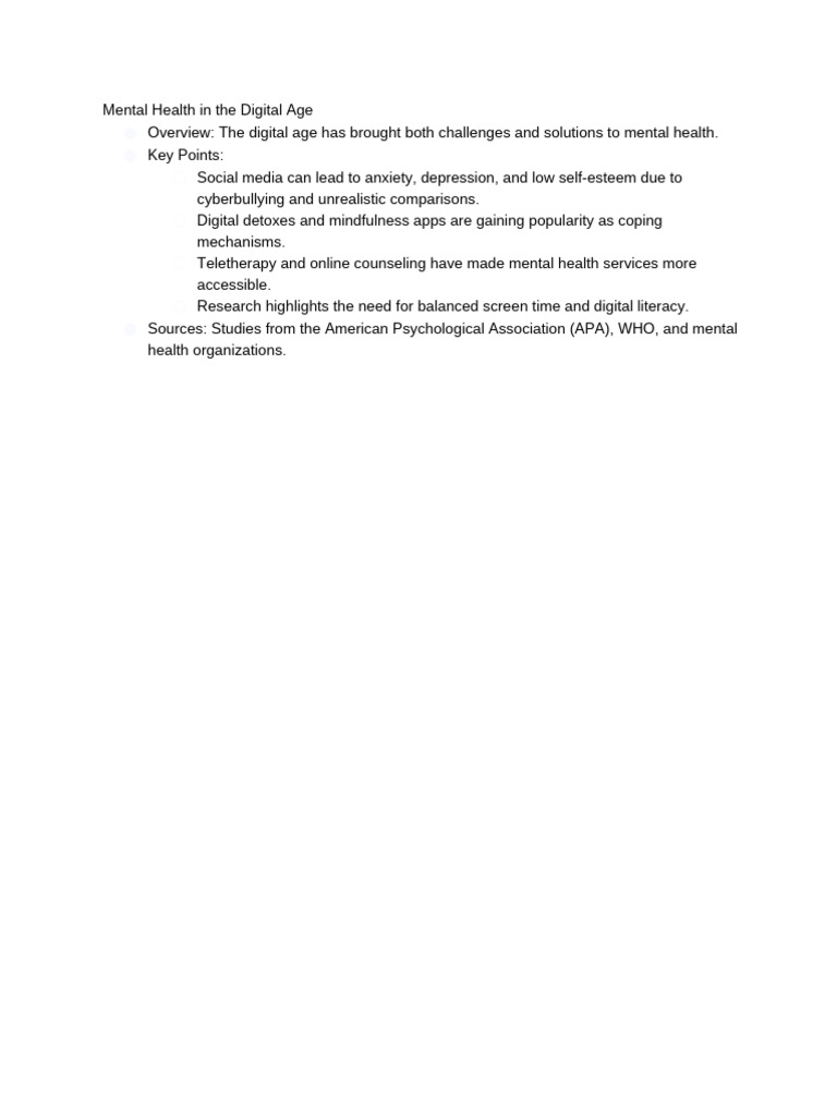 Mental Health in The Digital Age | PDF
