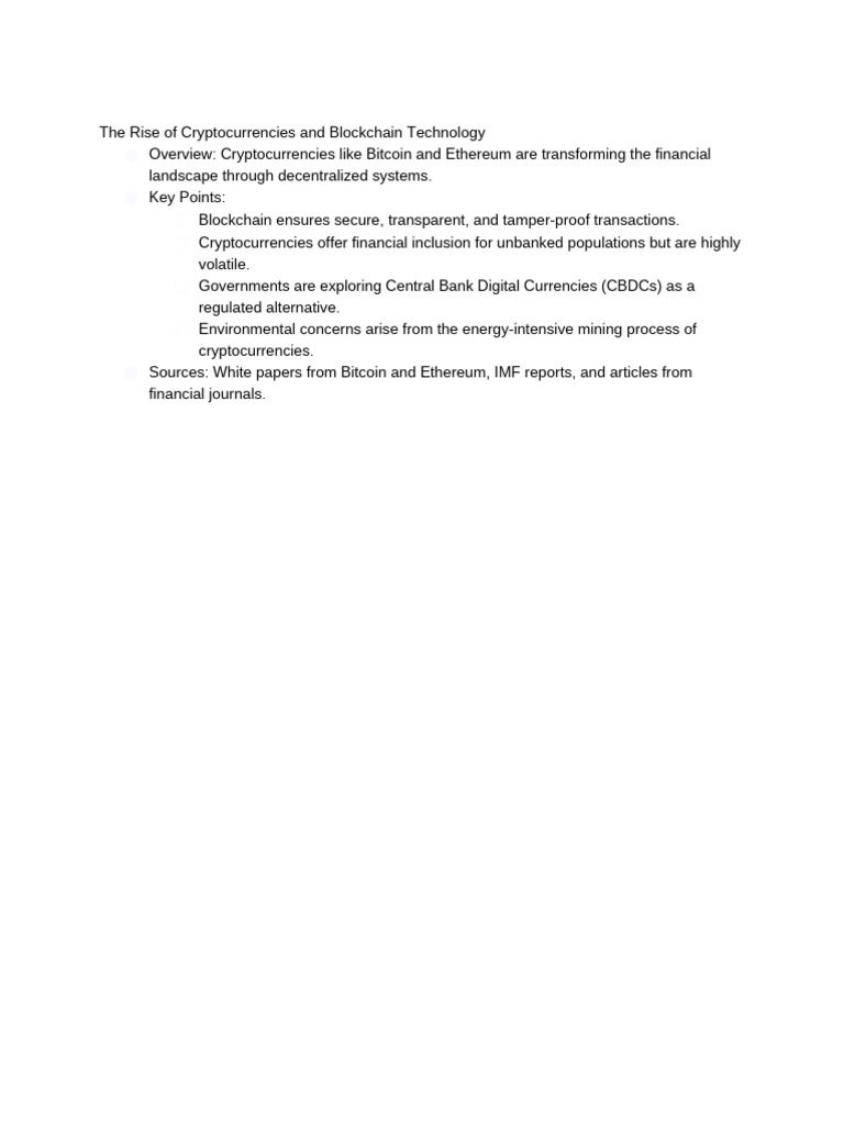 The Rise of Cryptocurrencies and Blockchain Technology | PDF