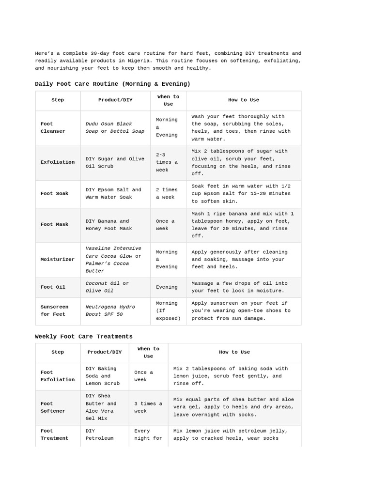 Skincare Routine For The Feet | PDF | Nail (Anatomy) | Foot