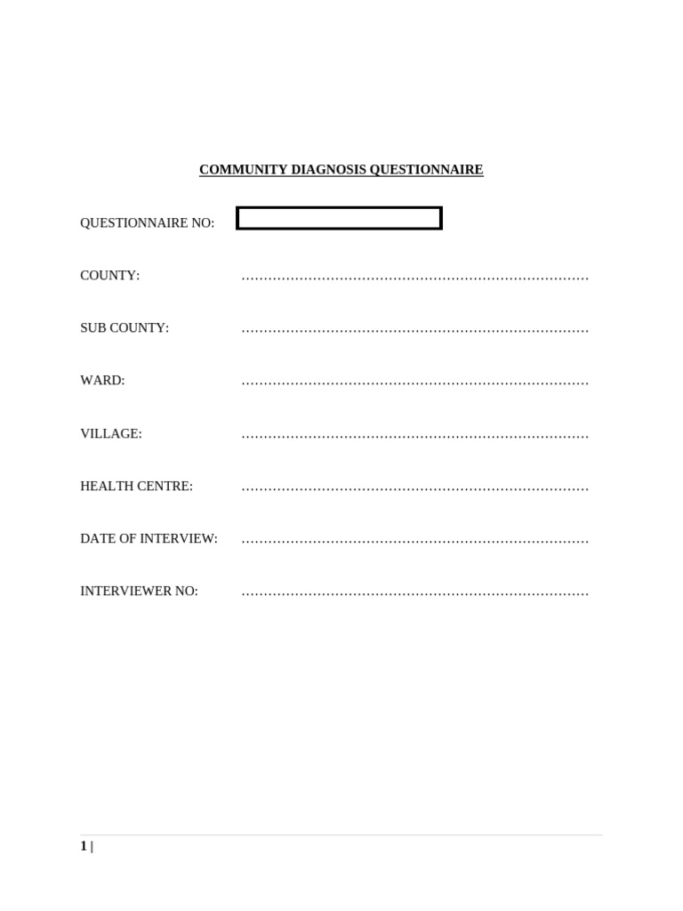 Community Health Diagnosis Questionnaire | PDF | Foods | Crops