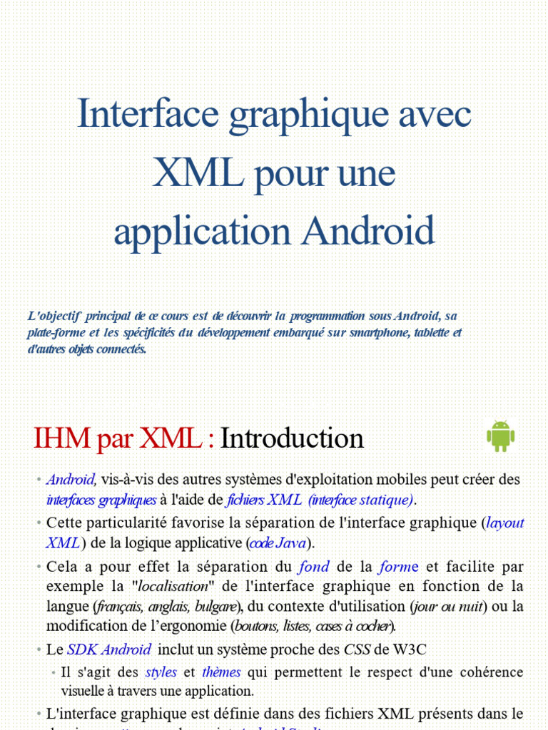 IHM Android : Création avec XML | PDF | Langage de balisage | XML