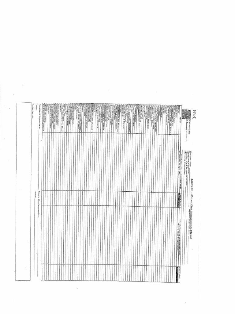 Move in Inspection Sheet | PDF