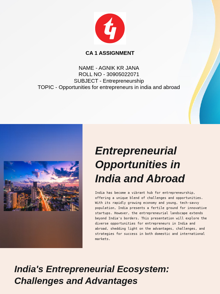 Entrepreneurial Opportunities in India | PDF | Entrepreneurship ...