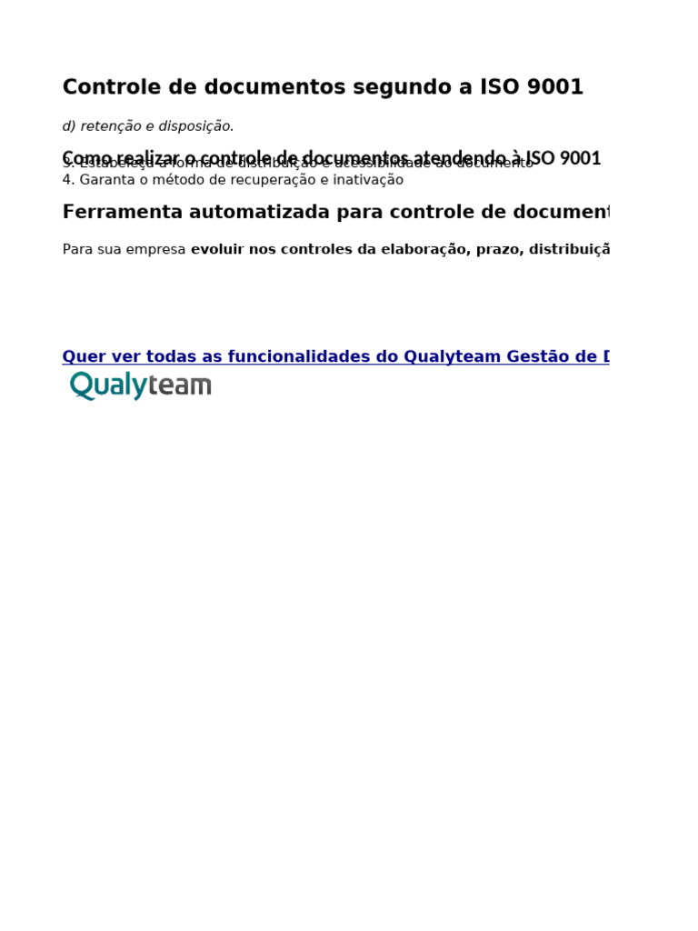 Controle de Documentos ISO 9001 | PDF | Tecnologia da Informação ...