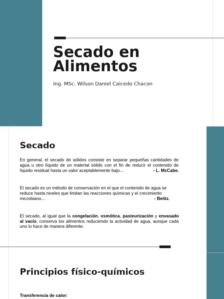 Secado en Alimentos | PDF | Agua | Transferencia de calor