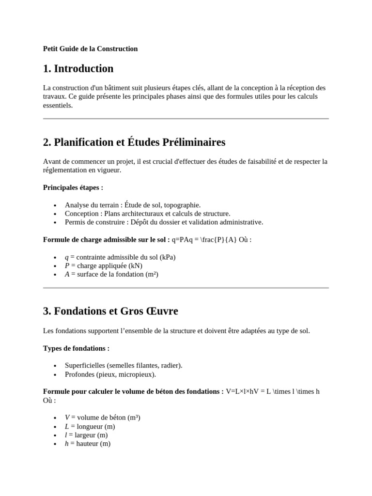 Guide Essentiel de Construction Bâtiment | PDF | Fondation ...