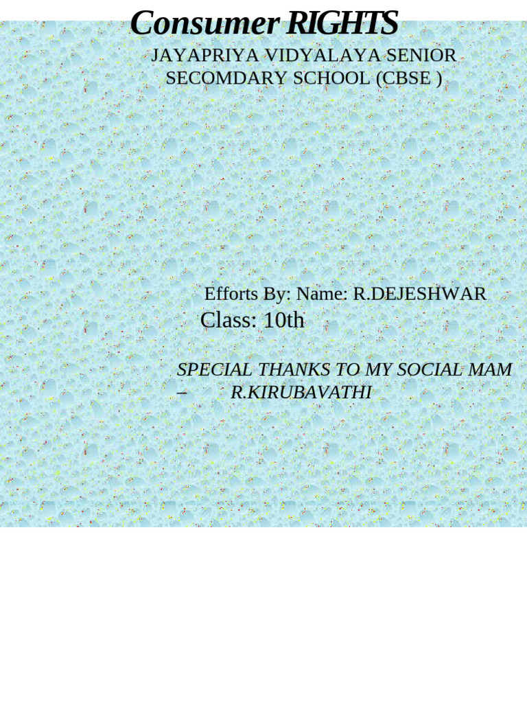 Project on Consumer Rights Awareness | PDF | Consumer Protection | Business