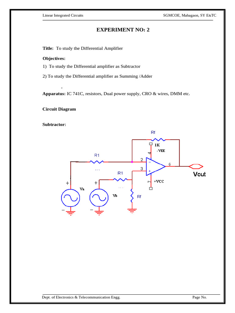 Differential Amplifier Study Guide | PDF | Amplifier | Electrical Network