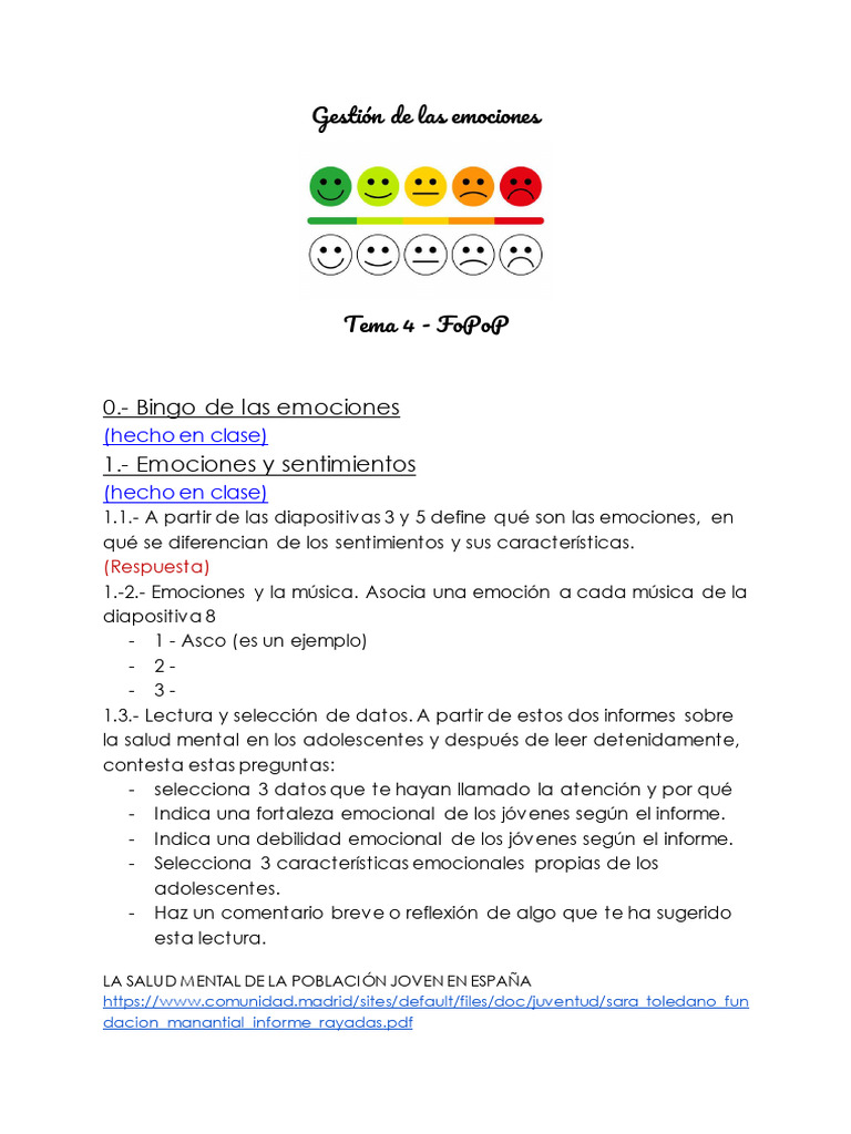 Gestión de Emociones y Salud Mental Juvenil | PDF | Las emociones ...