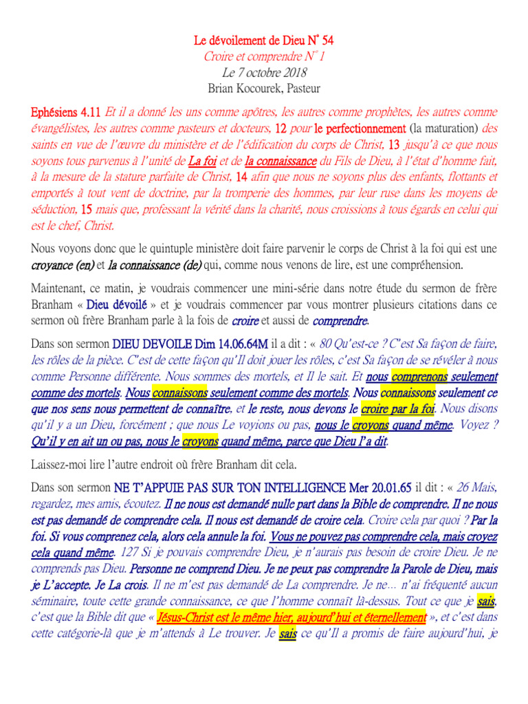 Croire et Comprendre la Parole de Dieu | PDF | Vérité | Dieu