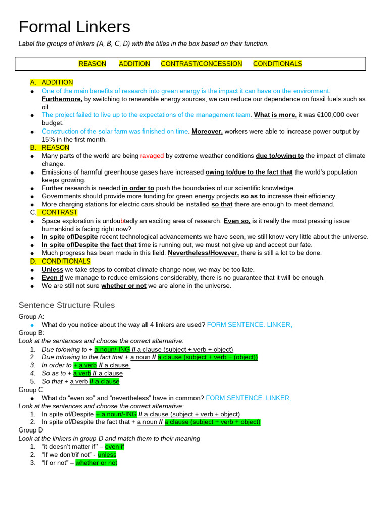 formal-linkers-2 | PDF | Sustainable Energy | Verb