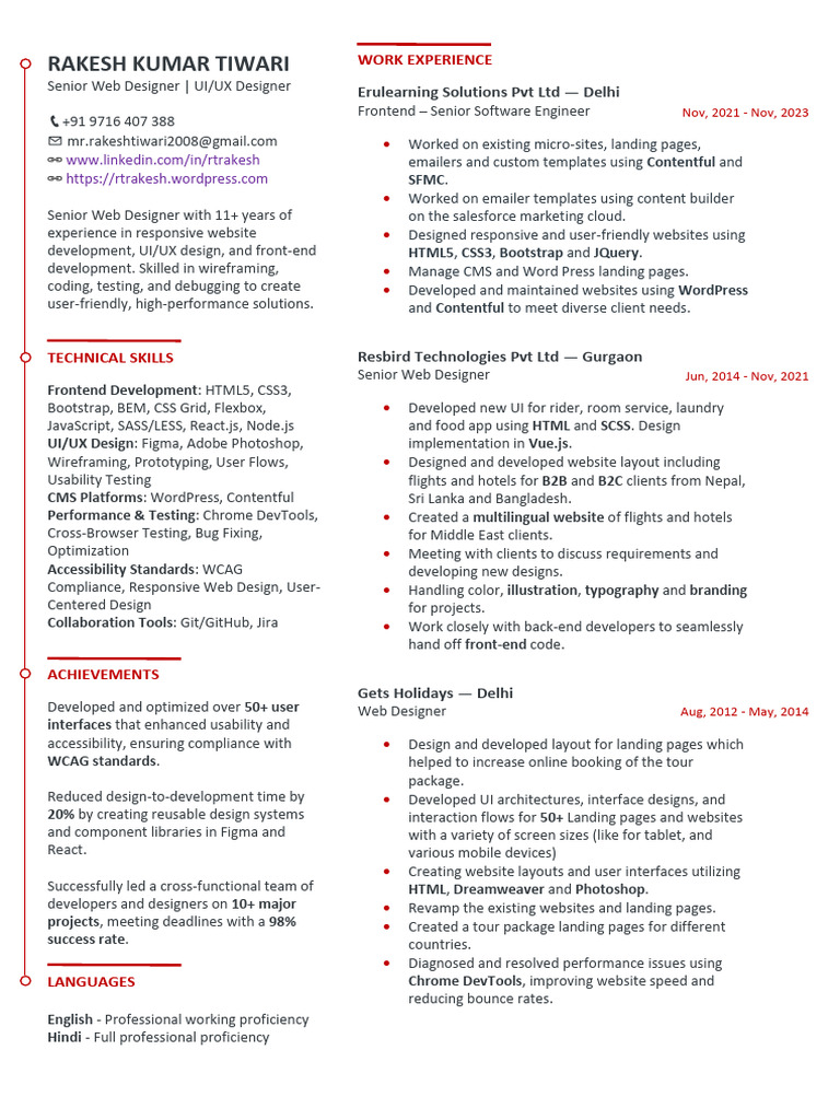 Senior Web & UI/UX Designer Profile | PDF | Web Design | Bootstrap ...