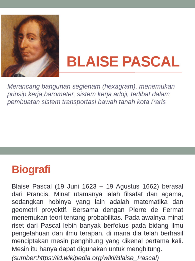 Biografi Singkat Blaise Pascal | PDF
