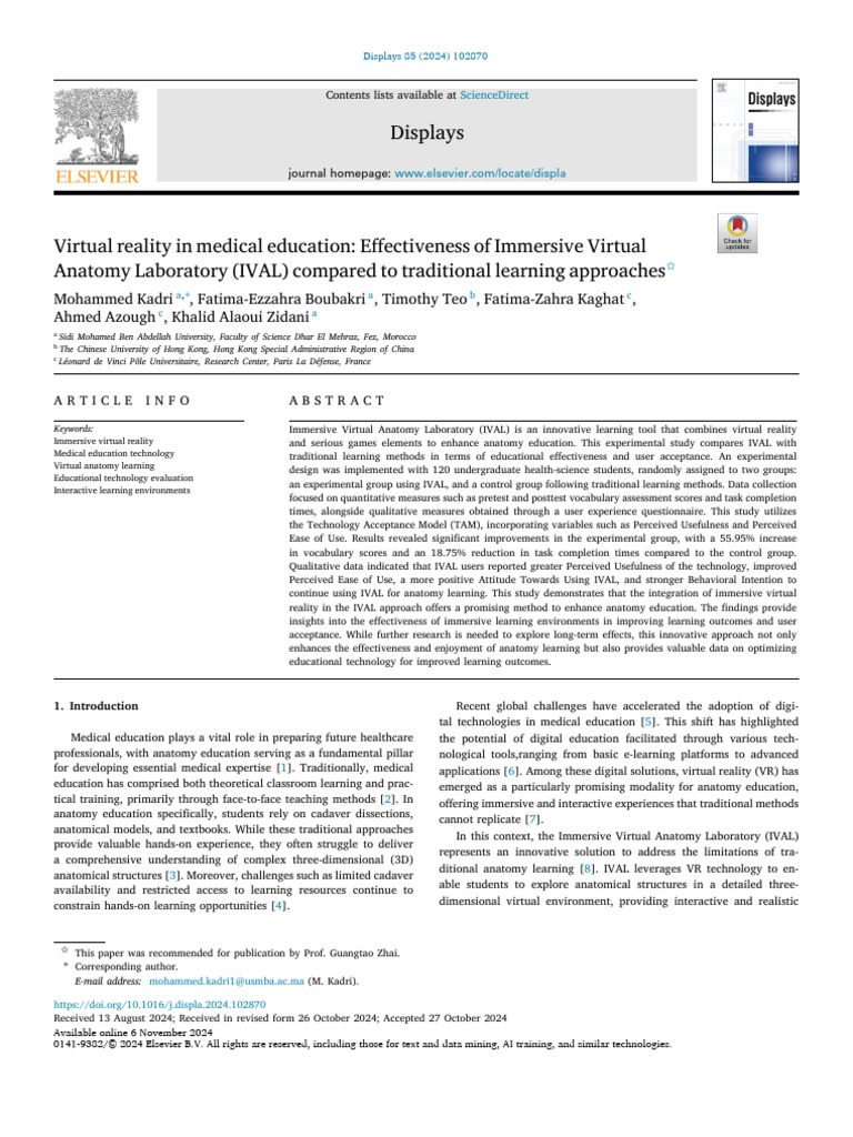 VR in Medical Education: IVAL Effectiveness | PDF | Virtual Reality ...