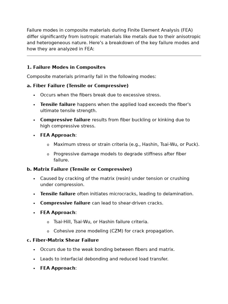 Composite Material Failure in FEA Analysis | PDF | Fracture | Composite ...