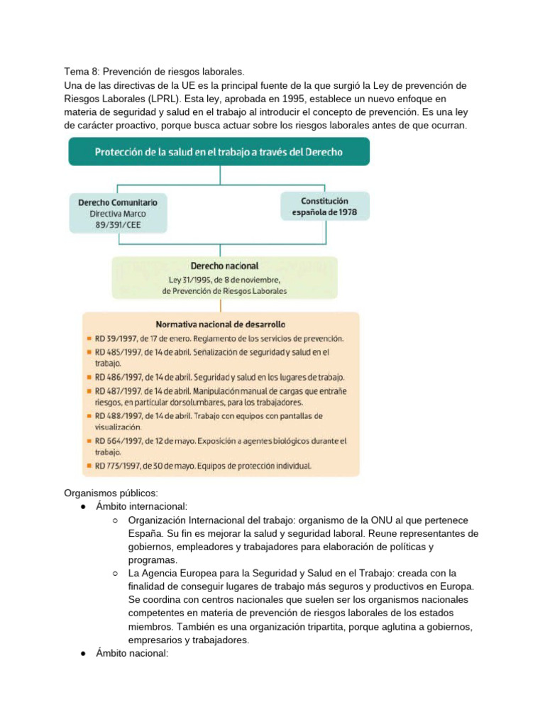 Tema 8 - Prevención de Riesgos Laborales | PDF | Seguridad y salud ...