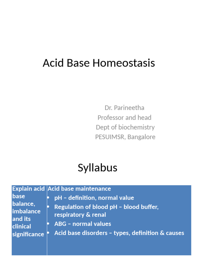 1. Acid Base Balance-Intro+ Buffers | PDF | Ph | Buffer Solution