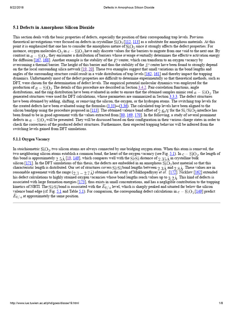 Defects in Amorphous Silicon Dioxide | PDF | Chemical Bond | Atoms