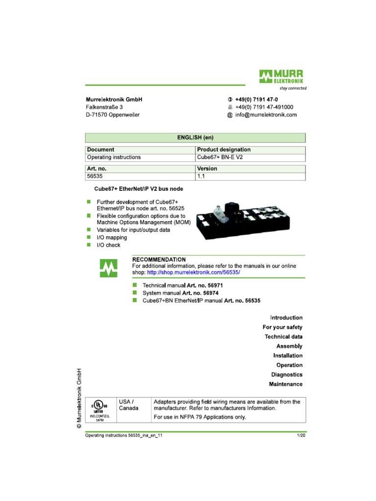 Murr D-71570 Manual Overview | PDF