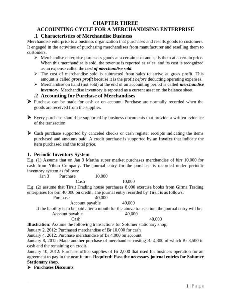Accounting Cycle for Merchandising Business | PDF | Expense | Debits ...