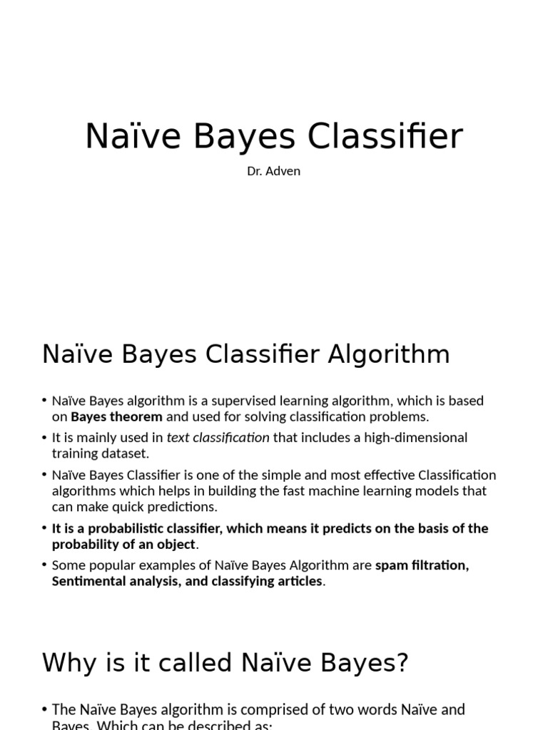 Naive Bayes Classifier | PDF | Artificial Intelligence | Intelligence ...