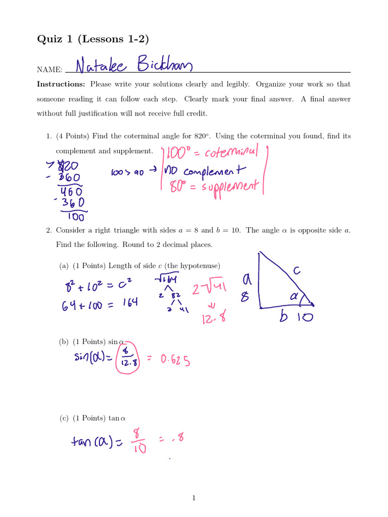 Quiz+1+%28Lessons+1-2%29 | PDF