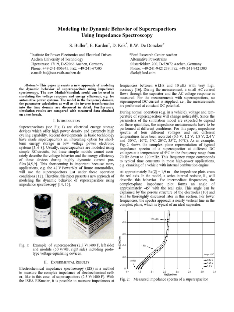 Supercapacitor Modeling via Impedance | PDF | Electrical Impedance ...