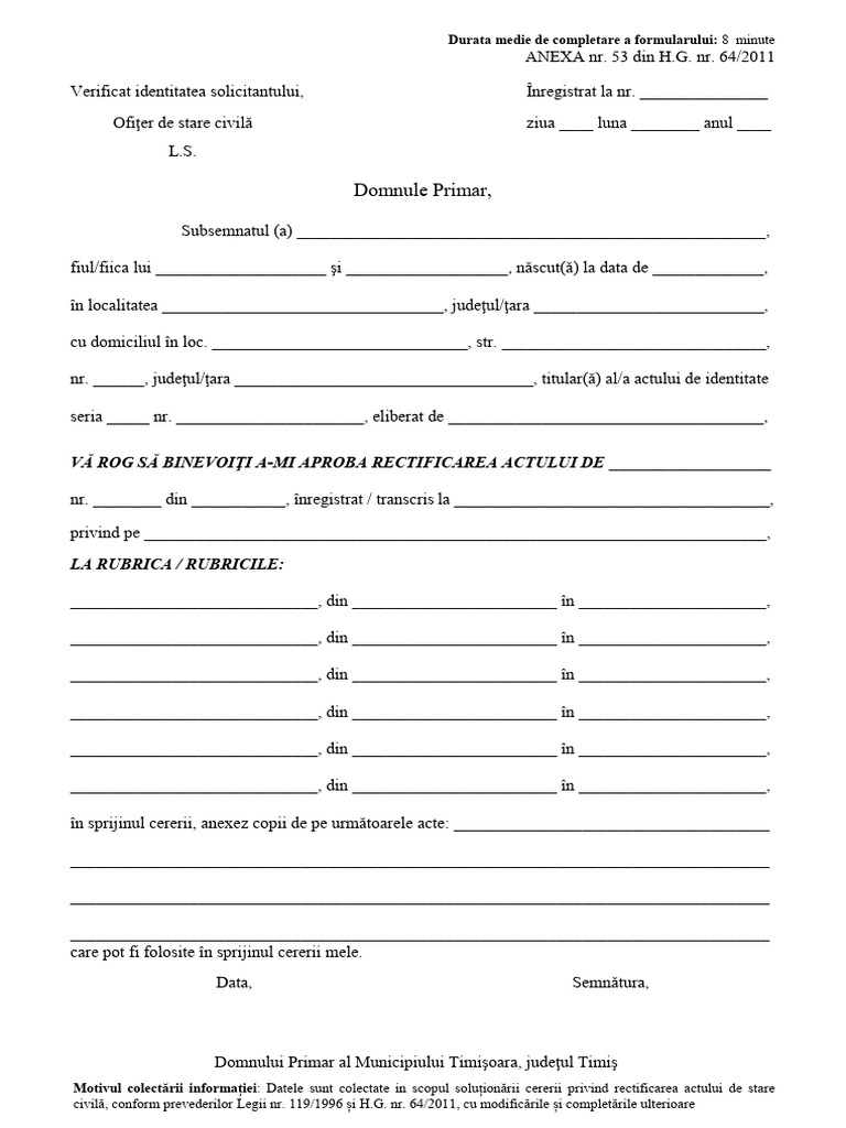 Cerere Rectificare | PDF