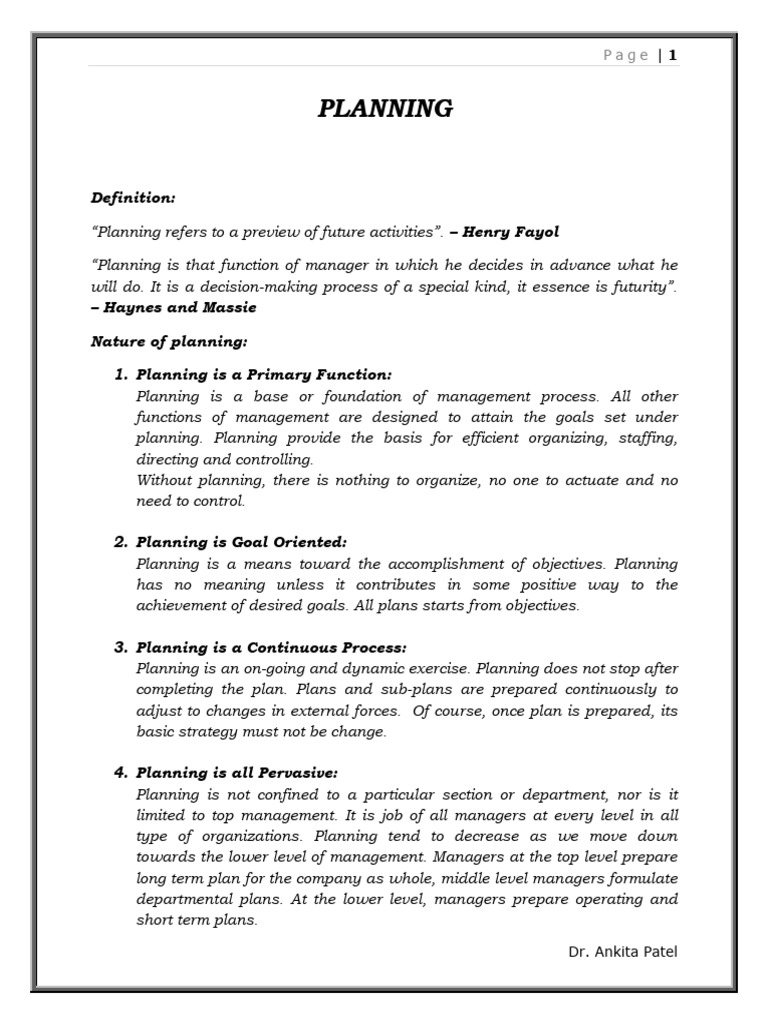 Understanding the Importance of Planning | PDF | Planning | Policy