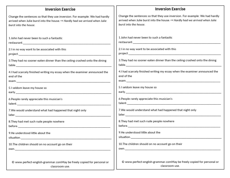 inversions exercise | PDF