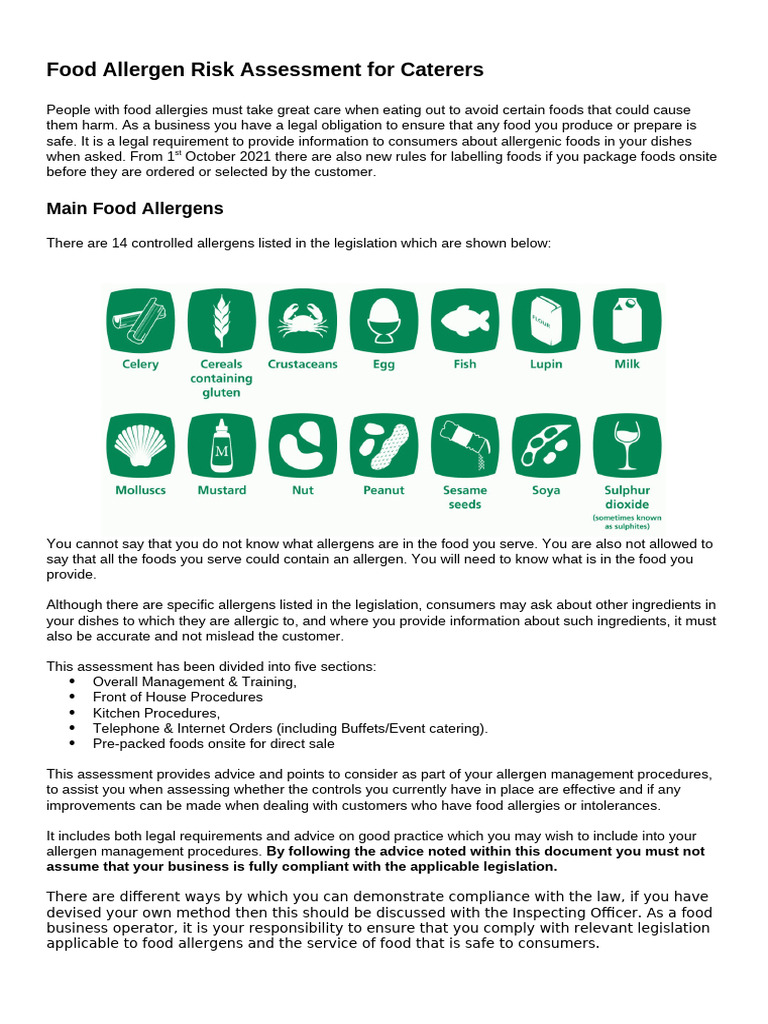 Caterer Food Allergen Management Guide | PDF | Food Allergy | Allergy