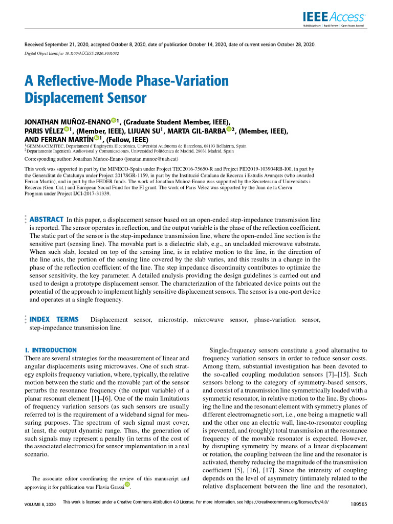 Reflective-Mode Displacement Sensor Design | PDF | Transmission Line ...