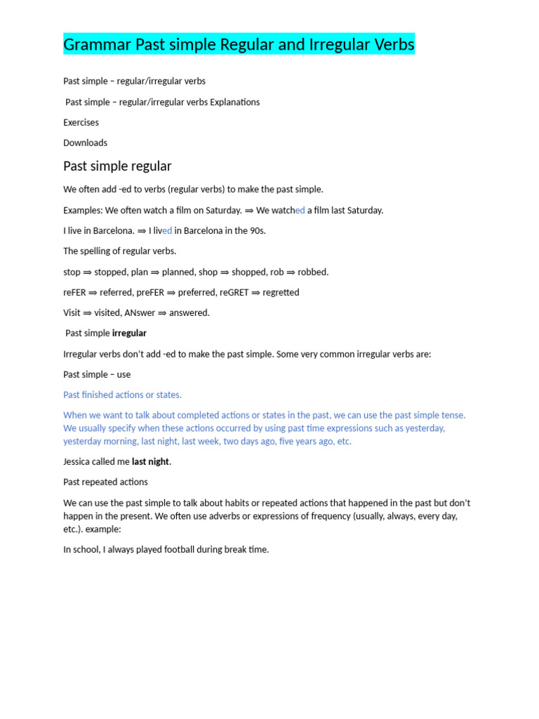 Past Simple | PDF