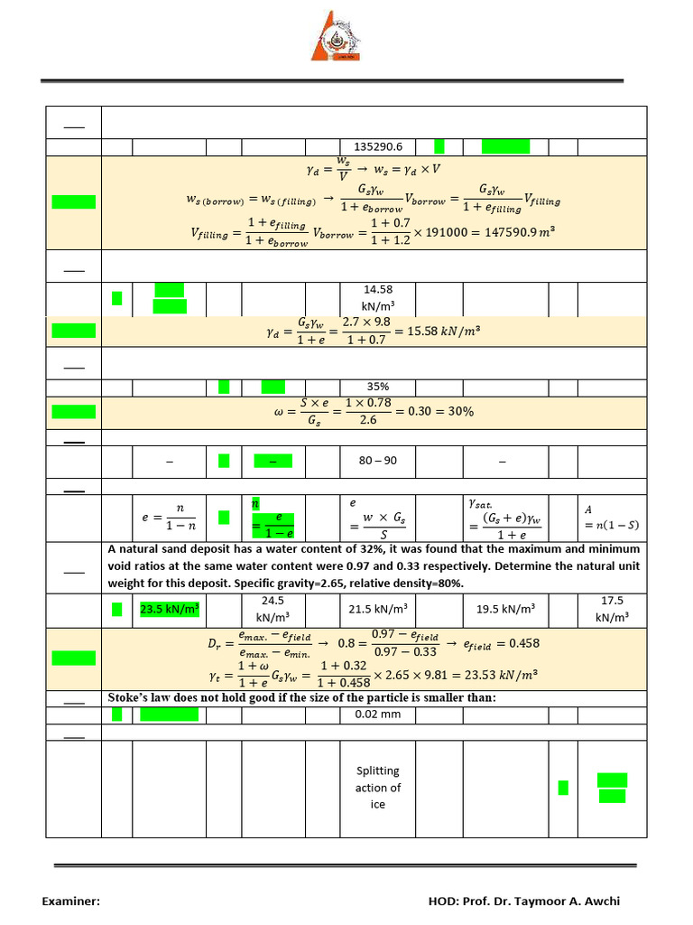 Soil Mechanics Midterm Exam 2024-2025 | PDF | Soil | Soil Science
