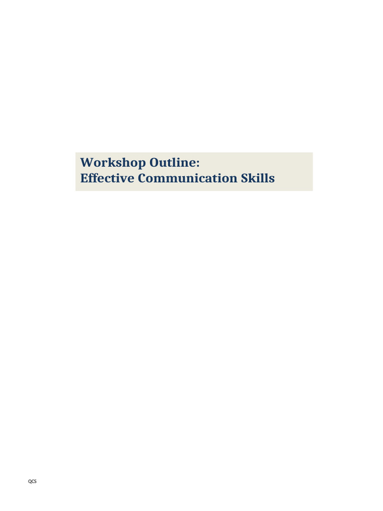 Effective Communication Skills Workshop | PDF | Communication | Learning