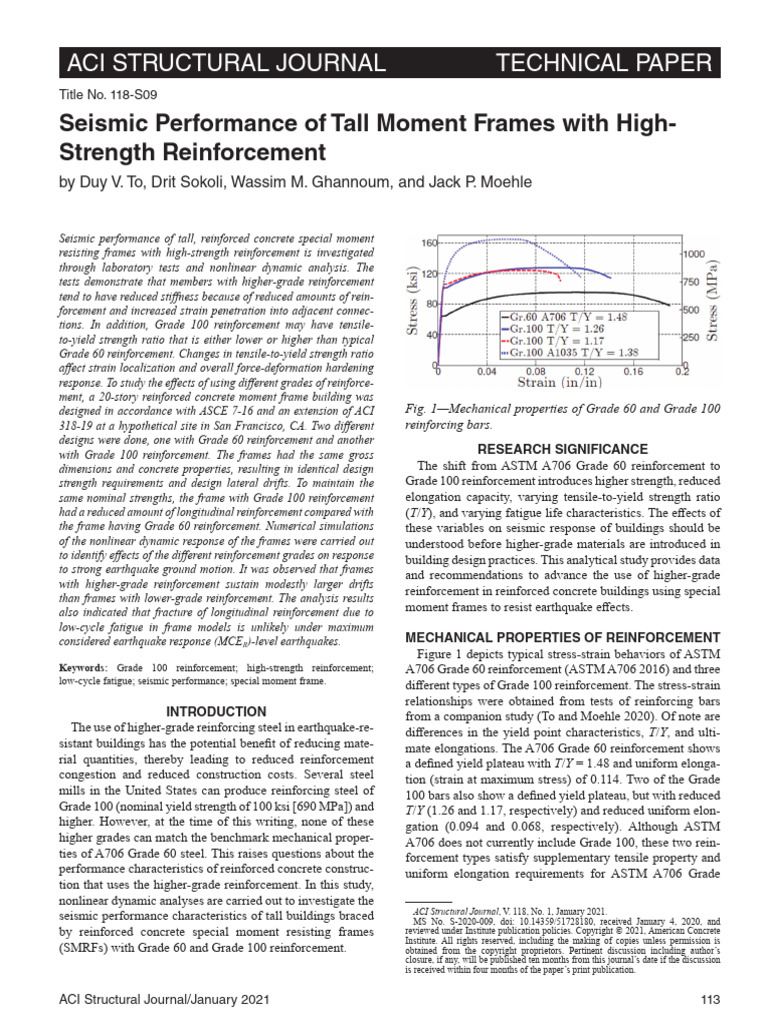 Seismic Performance of Tall Moment Frames With High-Strength ...