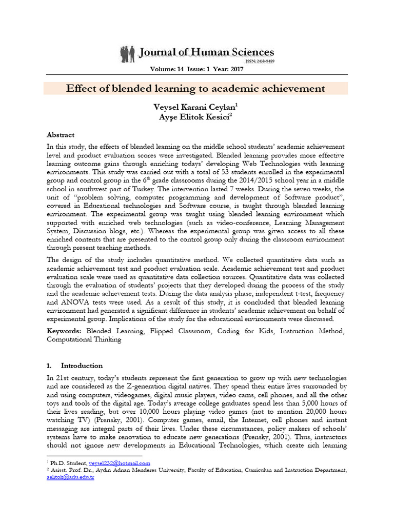 Blended Learning's Impact on Achievement | PDF | Educational Technology ...