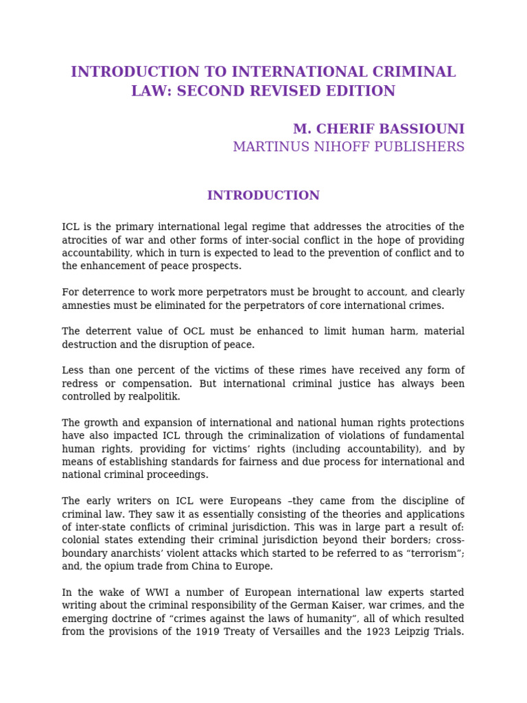 INTRODUCTION TO INTERNATIONAL CRIMINAL LAW | PDF | International Law ...