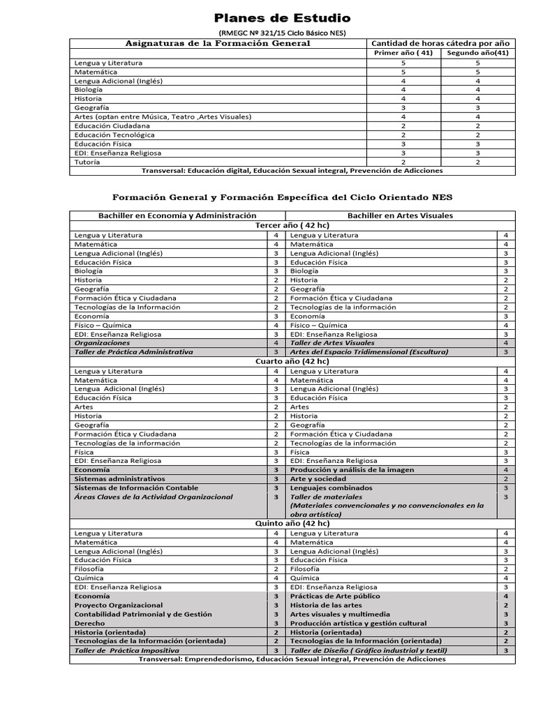 Planes de Estudio Ciclo Básico NES | PDF | Contabilidad | Educación en ...