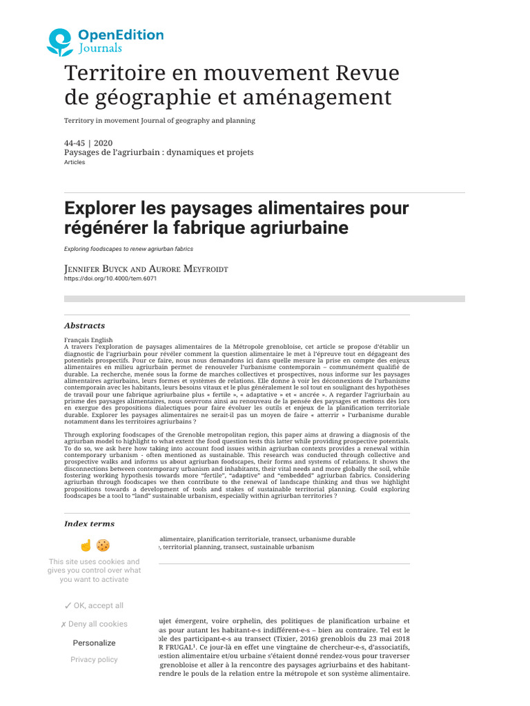 Paysages alimentaires et agriurbanisme | PDF | Paysage | Agriculture