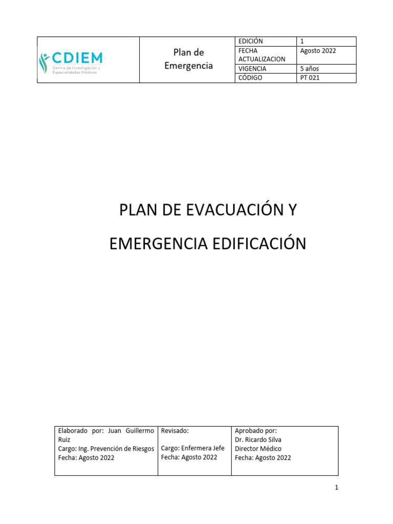 Plan de Emergencia y Evacuación 2022 | PDF | Temblores | Riesgo