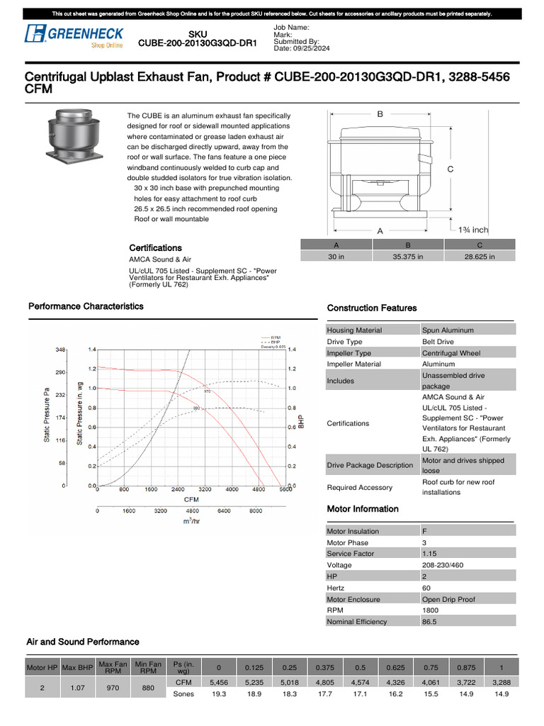 GreenheckShop ProductCutSheet CUBE-200-20130G3QD-DR1 20240925083624 ...