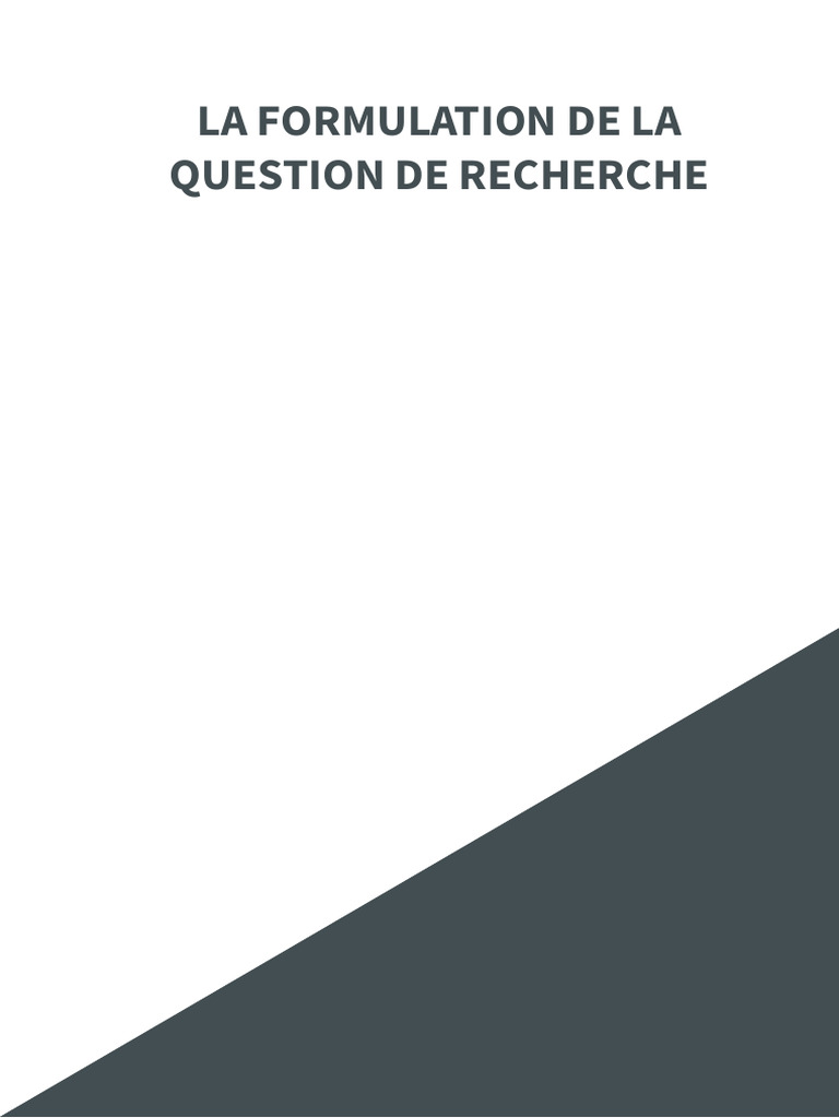 Formulation efficace de questions de recherche | PDF | Adolescence ...