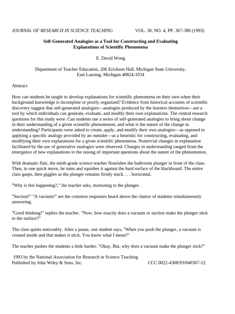 Self-Generated Analogies in Science Education | PDF | Analogy | Knowledge